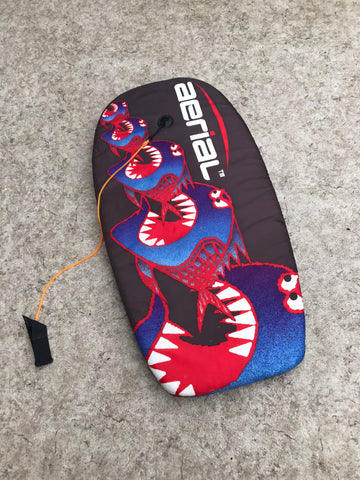 Surf Bodyboard Skim Boogie Board Aeriel Black Red Blue Fish With Tow Rope 38 x 20 inch