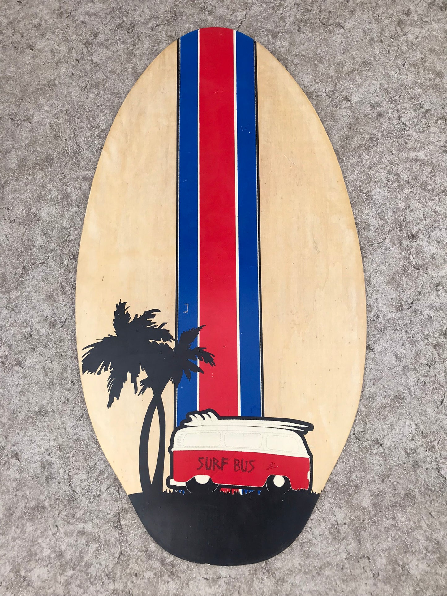 Surf SkimBoard Wood  Surf Bus Red Black 37 x 20 inch