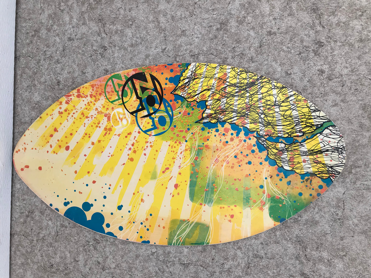 Surf SkimBoard Yellow Blue Multi Egg Wood Fantastic Quality  40 x 20 inch