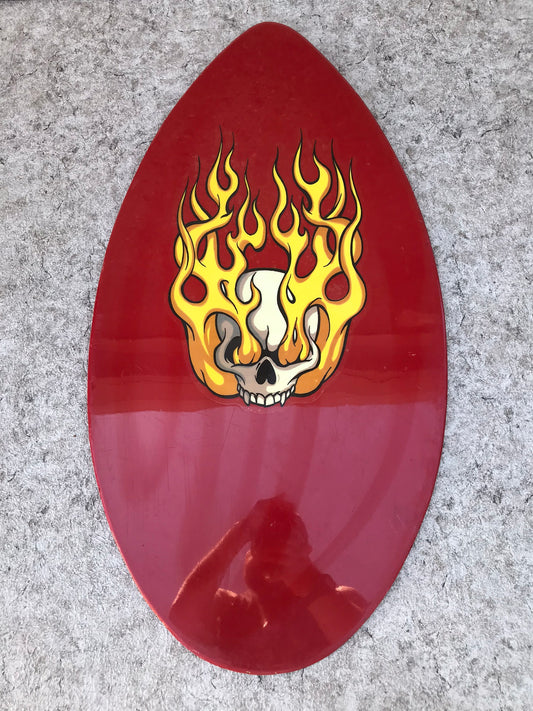 Surf SkimBoard Wood Large Red Skull Flames  Laminated Water Sports 42 x 22 Outstanding Quality Adult Size