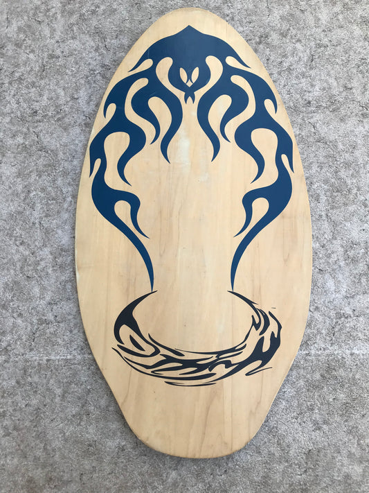 Surf SkimBoard Blue Black Flames Wood   37 x 19 inch