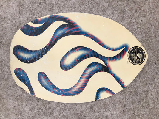 Surf SkimBoard  White Blue Wave Line Octapus Wood  32 x 21 inch
