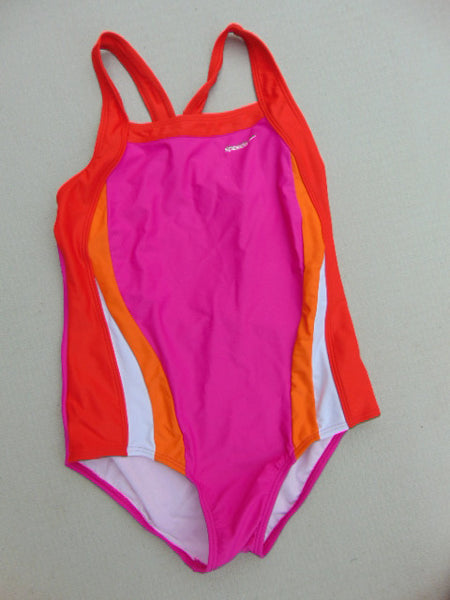 SwimWear Swim Suit Child Size 16 Speedo Pink Red Orange