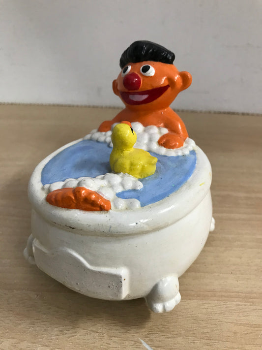 Vintage 1980's Sesame Street Rubber Duckie Wind UP Musical RARE Works