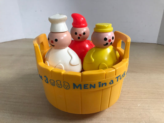 Fisher Price Vintage 1973 3 Men In Tub Roly Poly Butcher Baker Candle Stick Maker RARE Wear On Inside Bottom