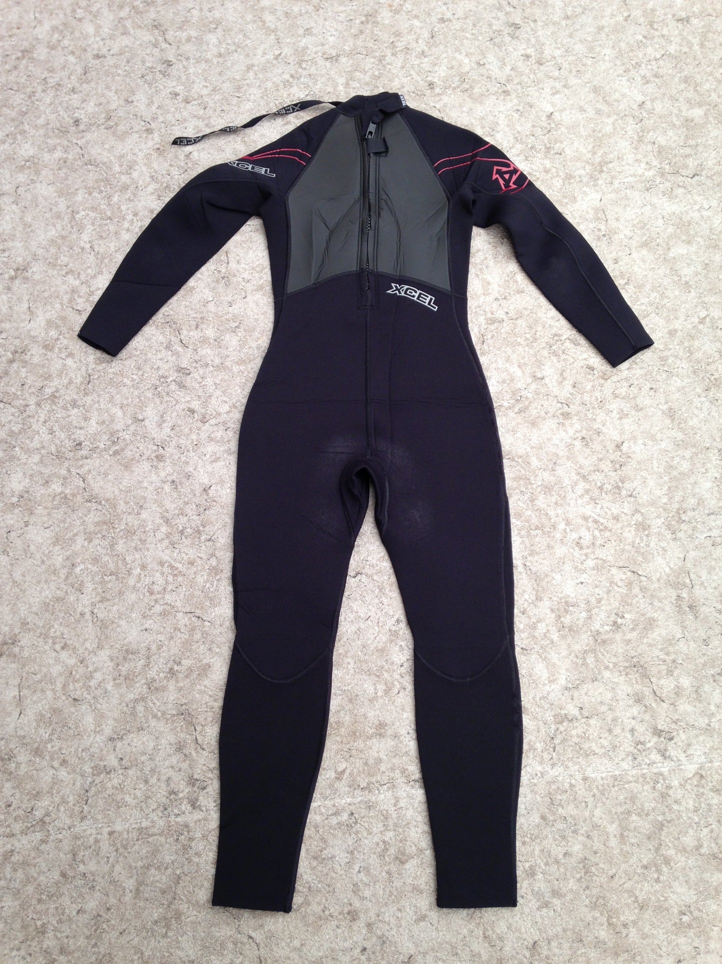 Wetsuit Child Size 12 Full Xcel Superlite Black Red Surf 3-2 mm Neoprene Surf Black Red