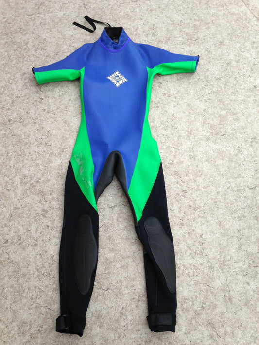 Wetsuit Men's Ladies Unisex Size Medium Full Bare Surf Ski Paddle 5-4 mm Neoprene Black Blue Lime