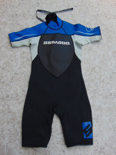 Wetsuit Child Size 10 Seadoo 2-3 mm Neoprene Black Grey Blue Excellent