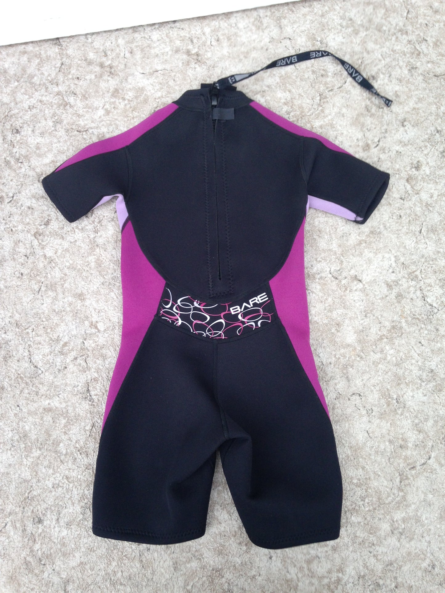 Wetsuit Child Size 8 Bare 2-3 mm Neoprene Black Purple Grey Excellent