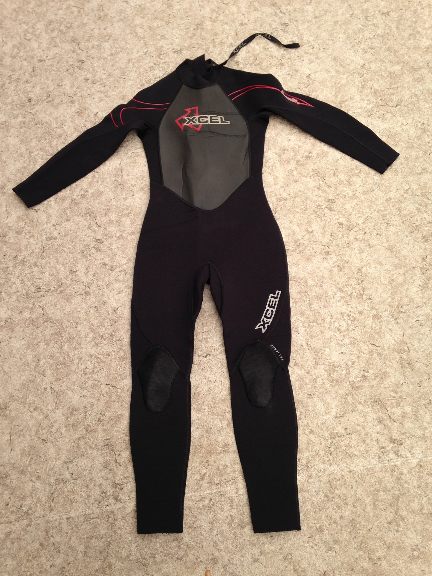 Wetsuit Child Size 12 Full Xcel Superlite Black Red Surf 3-2 mm Neoprene Surf Black Red