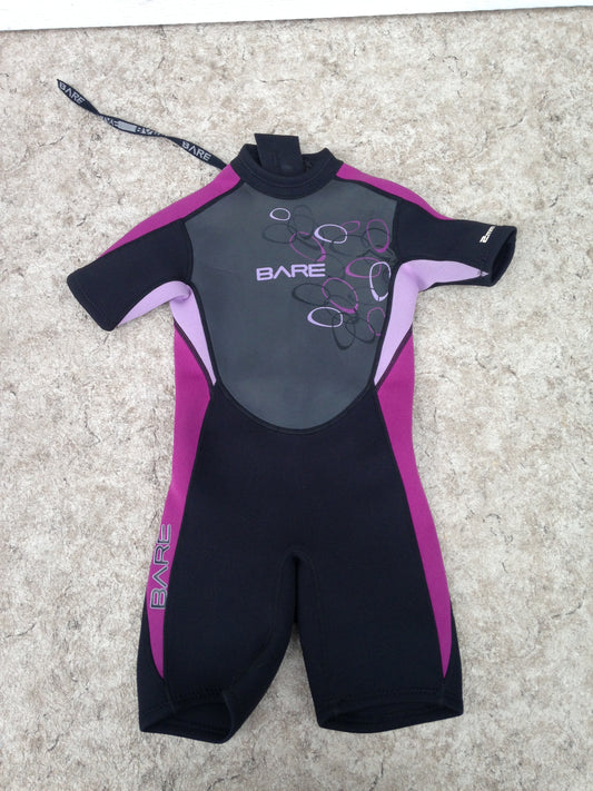 Wetsuit Child Size 8 Bare 2-3 mm Neoprene Black Purple Grey Excellent