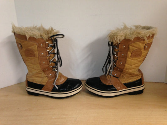 Winter Boots Child Size 1 Sorel With Faux Fur Brown Black