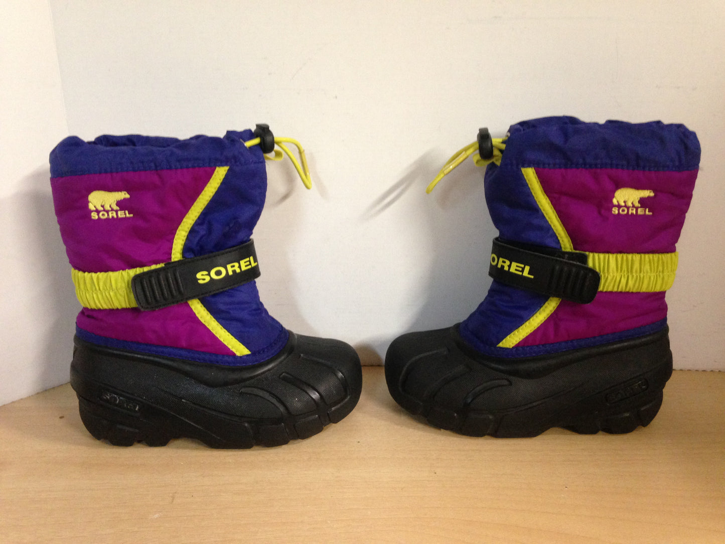 Winter Boots Child Size 11 Sorel Pink Purple and Lime With Liner Excellent