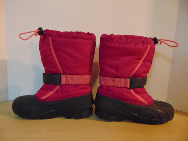 Winter Boots Child Size 3 Sorel Pink Black With Liner Excellent