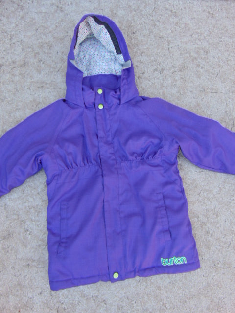 Winter Coat Child Size 10-12 Burton Purple Lime With Snow Belt Snowboarding Excellent