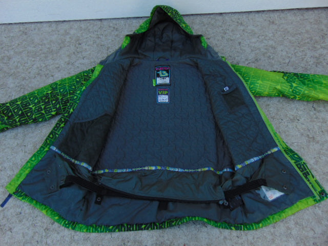 Winter Coat Child Size 14-16 Burton Black Lime Grey Snowboarding With Snow Belt Excellent