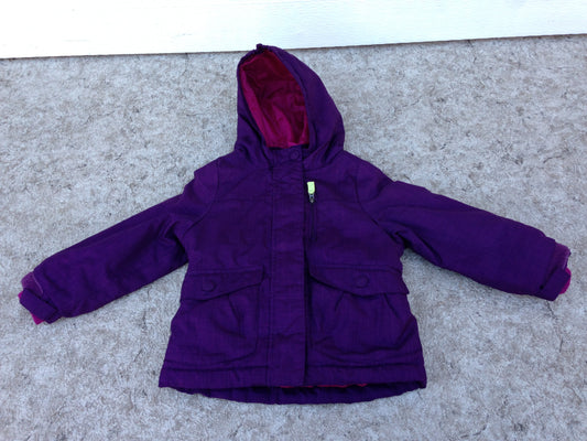 Winter Coat Child Size 3 Cherokee Purple Faux Fur Inside With Snow Belt Adorable