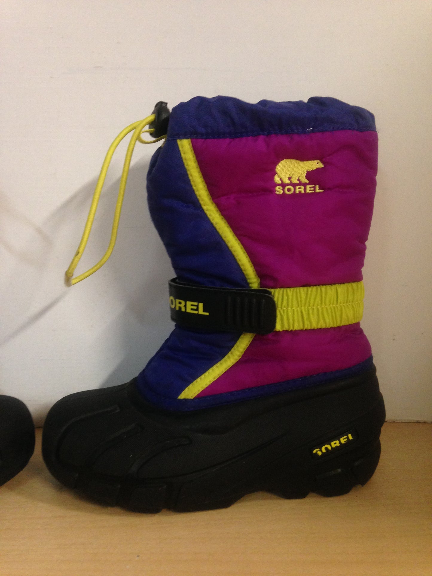 Winter Boots Child Size 1 Sorel Pink Purple and Lime With Liner Excellent