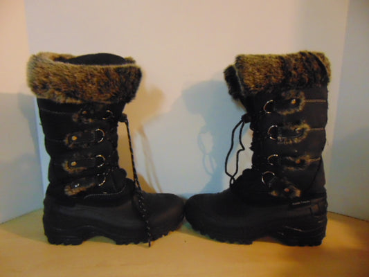 Winter Boots Child Size 4 Grey Wolf Black Grey Faux Fur