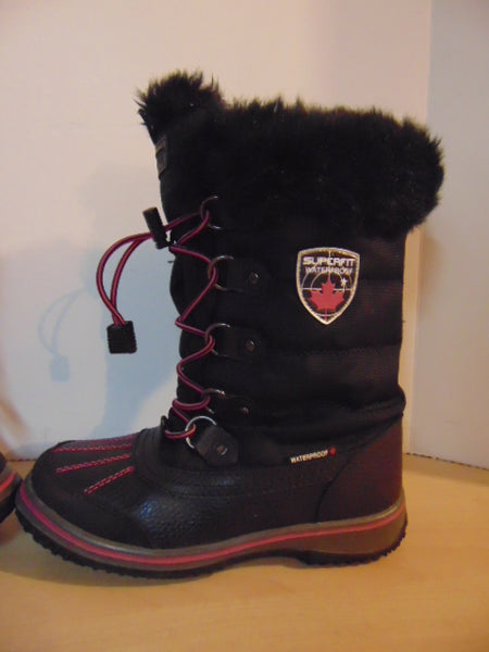 Winter Boots Child Size 4 Superfit Black Fushia Faux Fur
