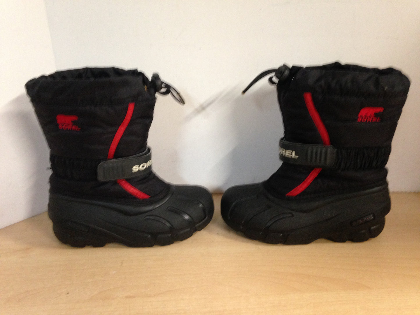 Winter Boots Child Size 12 Sorel Black Red With Liner Excellent