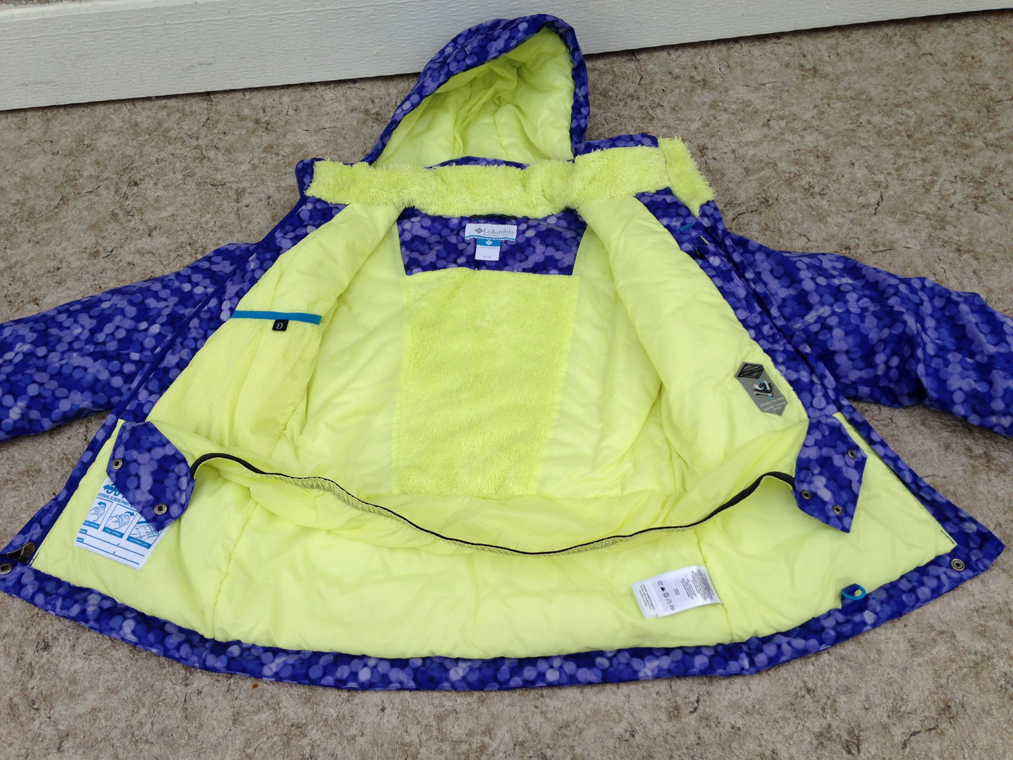 Winter Coat Child Size 10-12 Columbia Purple Yellow With Snow Belt Snowboarding New Demo Model