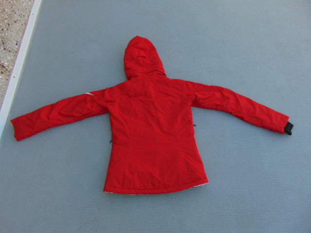 Winter Coat Ladies Size X Small Columbia Omni Heat Snowboarding With Snow Belt Red White Excellent
