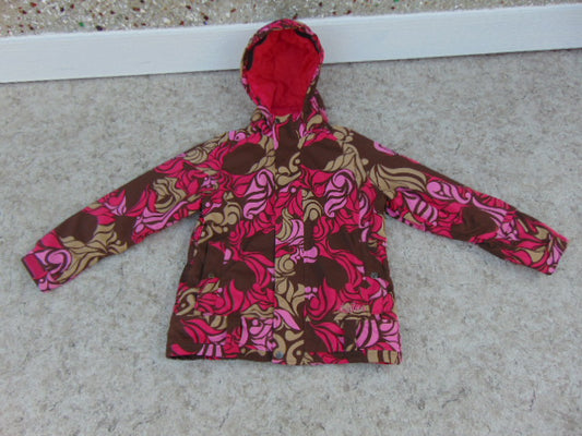 Winter Coat Child Size 10-12 Burton Fushia Multi With Snow Belt Snowboarding