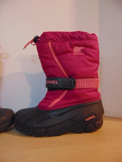 Winter Boots Child Size 3 Sorel Pink Black With Liner Excellent