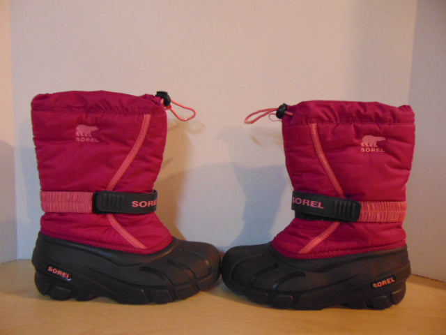 Winter Boots Child Size 3 Sorel Pink Black With Liner Excellent