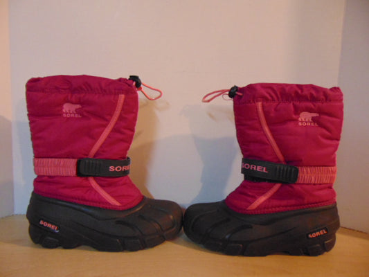 Winter Boots Child Size 3 Sorel Pink Black With Liner Excellent