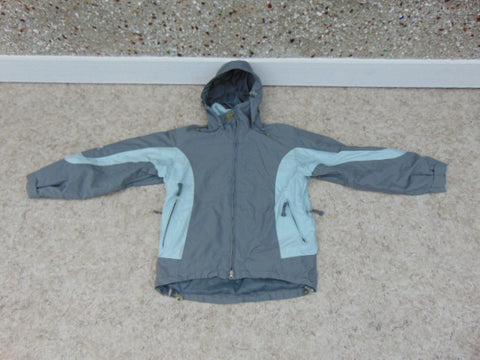 Winter Coat Ladies Size Small Helly Hansen Snowboarding With Snow Belt Made For The Snow And Cold Grey And Aqua Blue As New