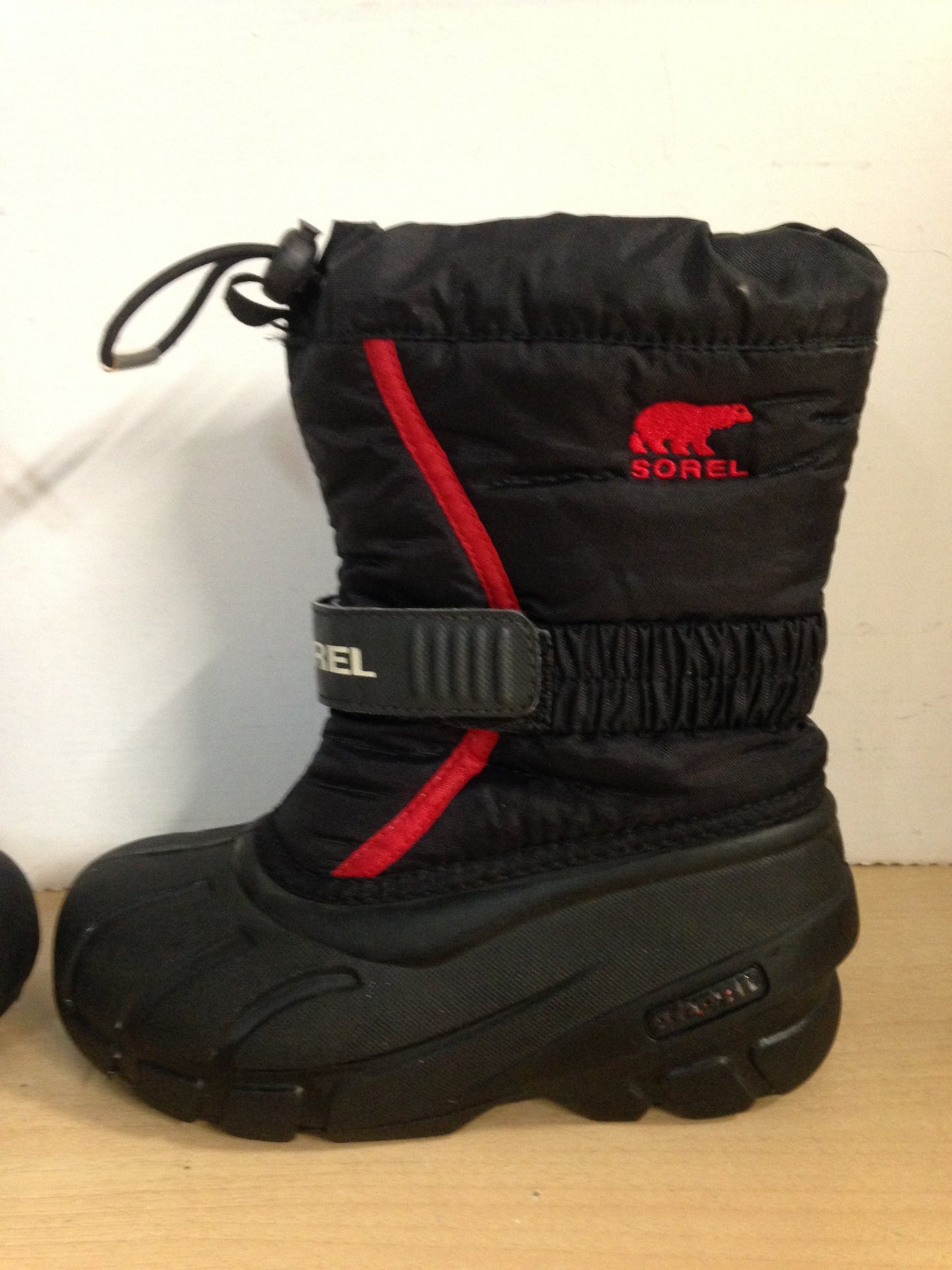 Winter Boots Child Size 12 Sorel Black Red With Liner Excellent