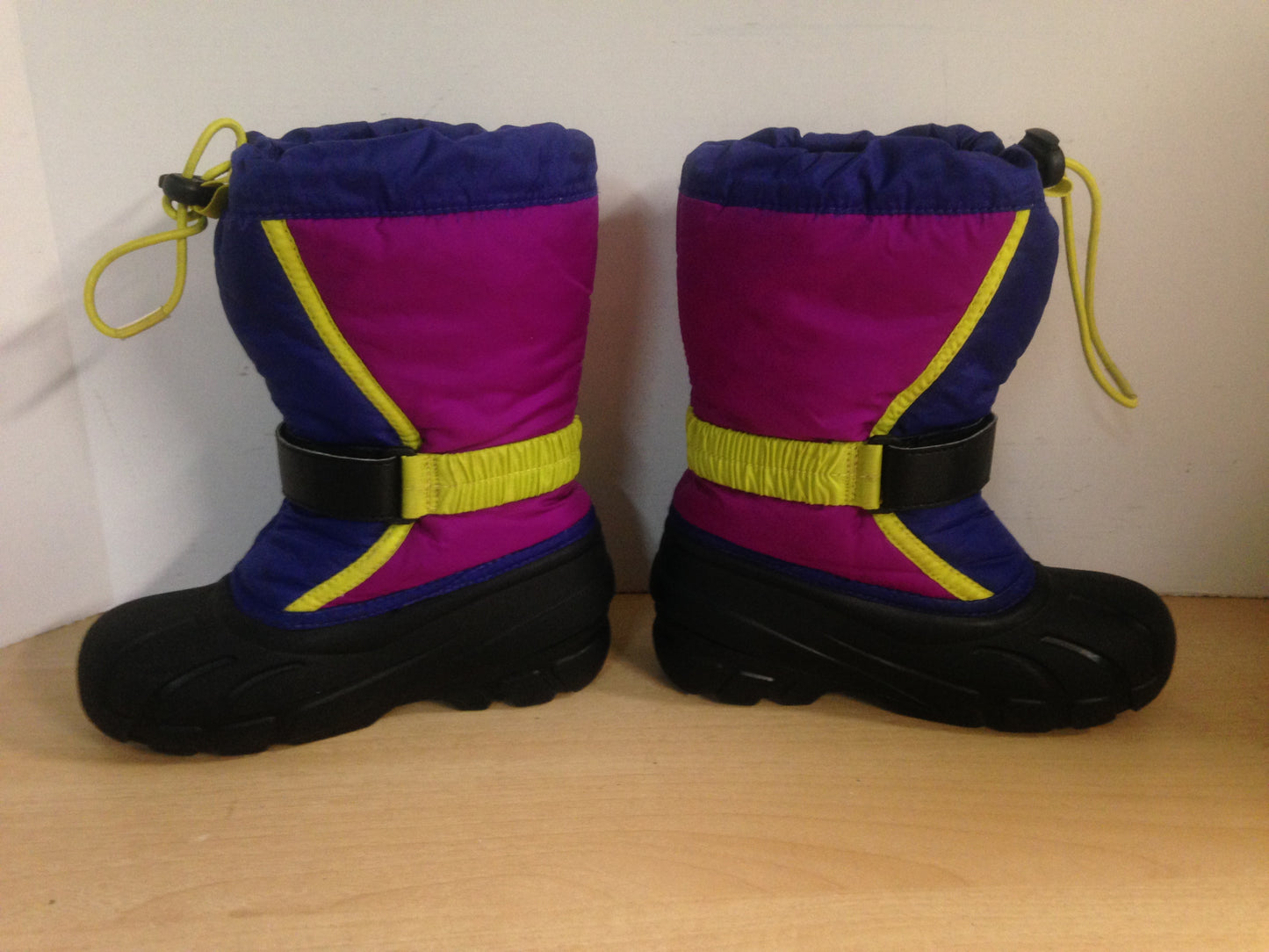 Winter Boots Child Size 1 Sorel Pink Purple and Lime With Liner Excellent