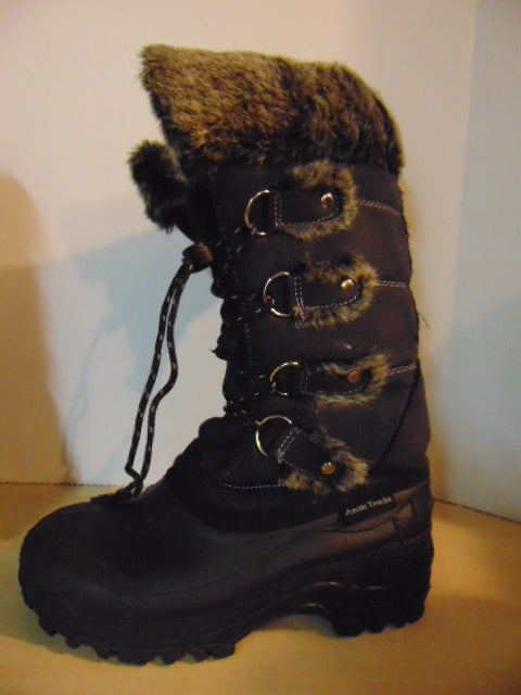 Winter Boots Child Size 4 Grey Wolf Black Grey Faux Fur