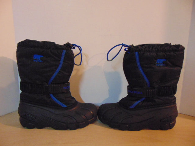 Winter Boots Child Size 3 Sorel Blue Black With Liners Excellent