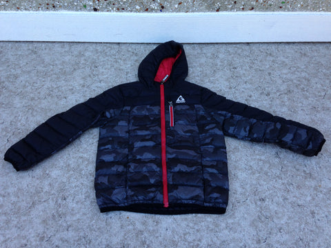 Winter Coat Child Size 7-8 Gerry Feather Down Filled Poly Jacket Black Red Grey