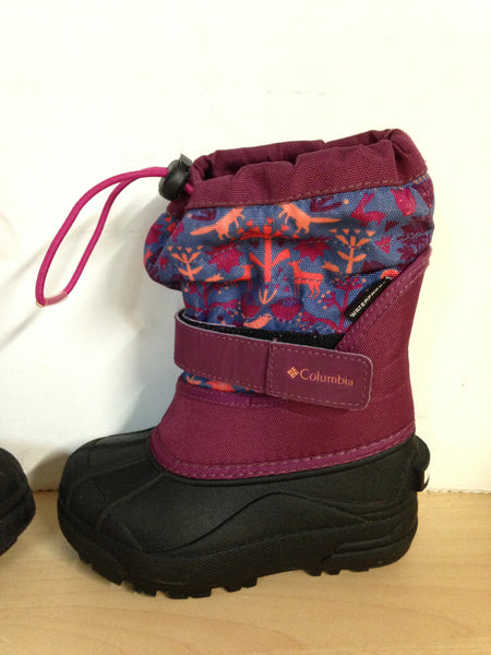 Winter Boots Child Size 10 Columbia Fushia  Black With Liner Excellent