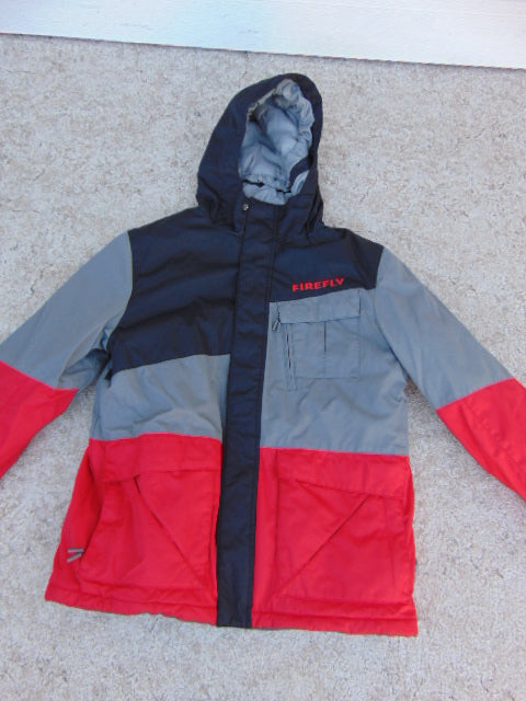 Winter Coat Child Size 10-12 FireFly Red Grey Black With Snow Belt Snowboarding Excellent