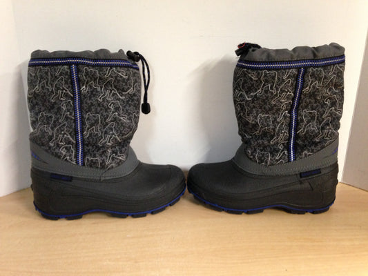 Winter Boots Child Size 4 Grey Wolf Blue Grey Excellent