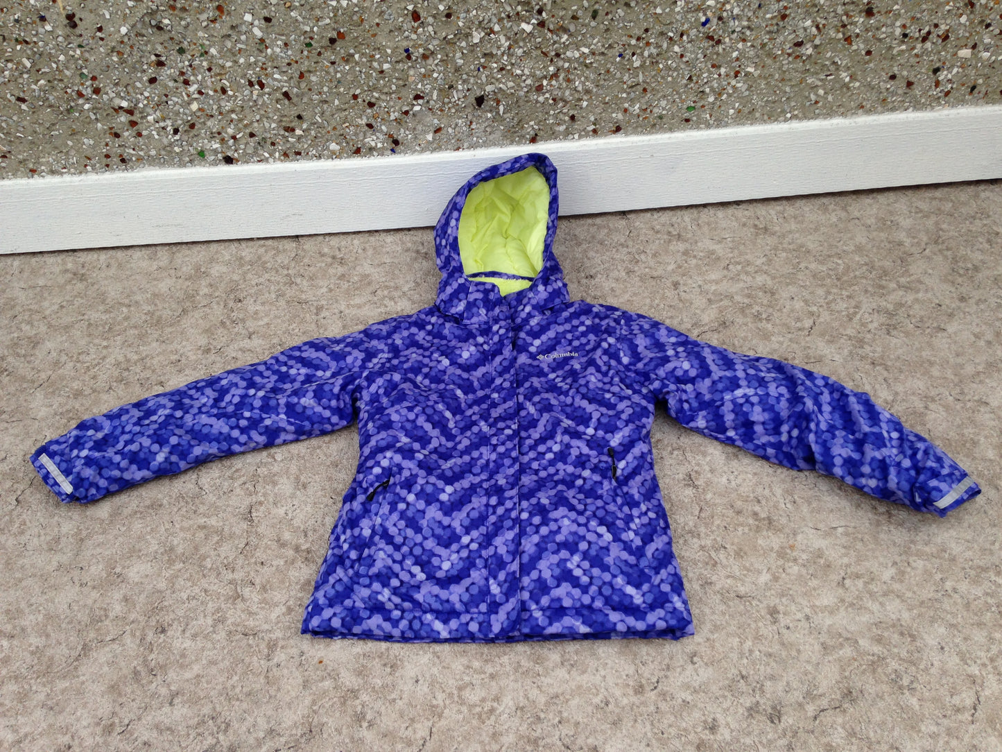 Winter Coat Child Size 10-12 Columbia Purple Yellow With Snow Belt Snowboarding New Demo Model