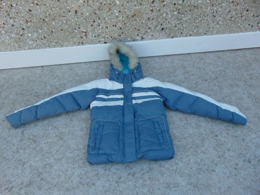 Winter Coat Ladies Size Small Oakley 80 % Goose Down Faux Fur Hat Grey Aqua Snow Belt New Demo Model Outstanding