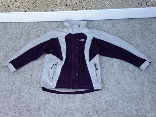 Winter Coat Ladies Size Large The North Face Grey Purple With Snow Belt Excellent