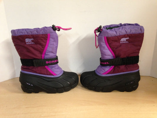 Winter Boots Child Size 13 Sorel Pink Fushia With Liner Excellent
