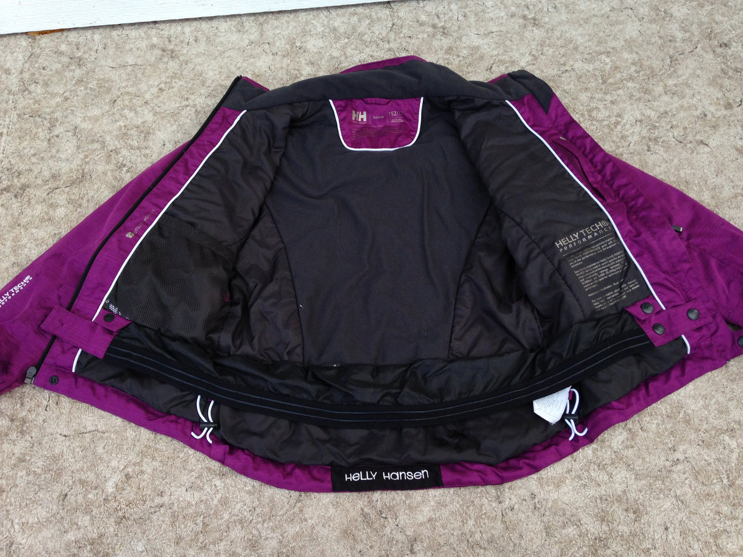 Winter Coat Child Size 12 Helly Hansen Purple With Snow Belt Waterproof Sealed Zippers and Seams No Hood Excellent
