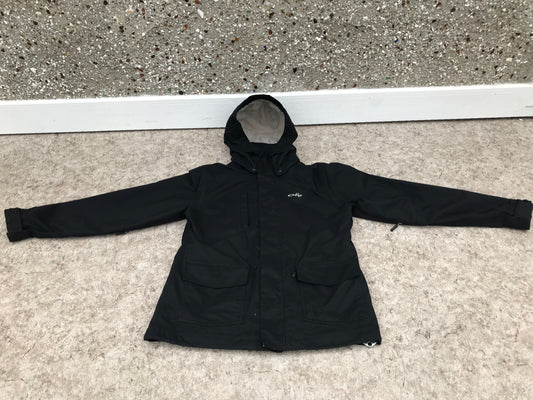 Winter Coat Ladies Size Medium Oakley Black White Snowboarding With Snow Belt Waterproof