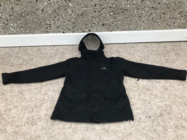 Winter Coat Ladies Size Medium Oakley Black White Snowboarding With Snow Belt Waterproof