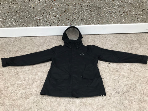 Winter Coat Ladies Size Medium Oakley Black White Snowboarding With Snow Belt Waterproof