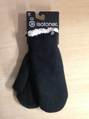 Winter Gloves and Mitts Ladies Size Medium Isotoner Black White NEW