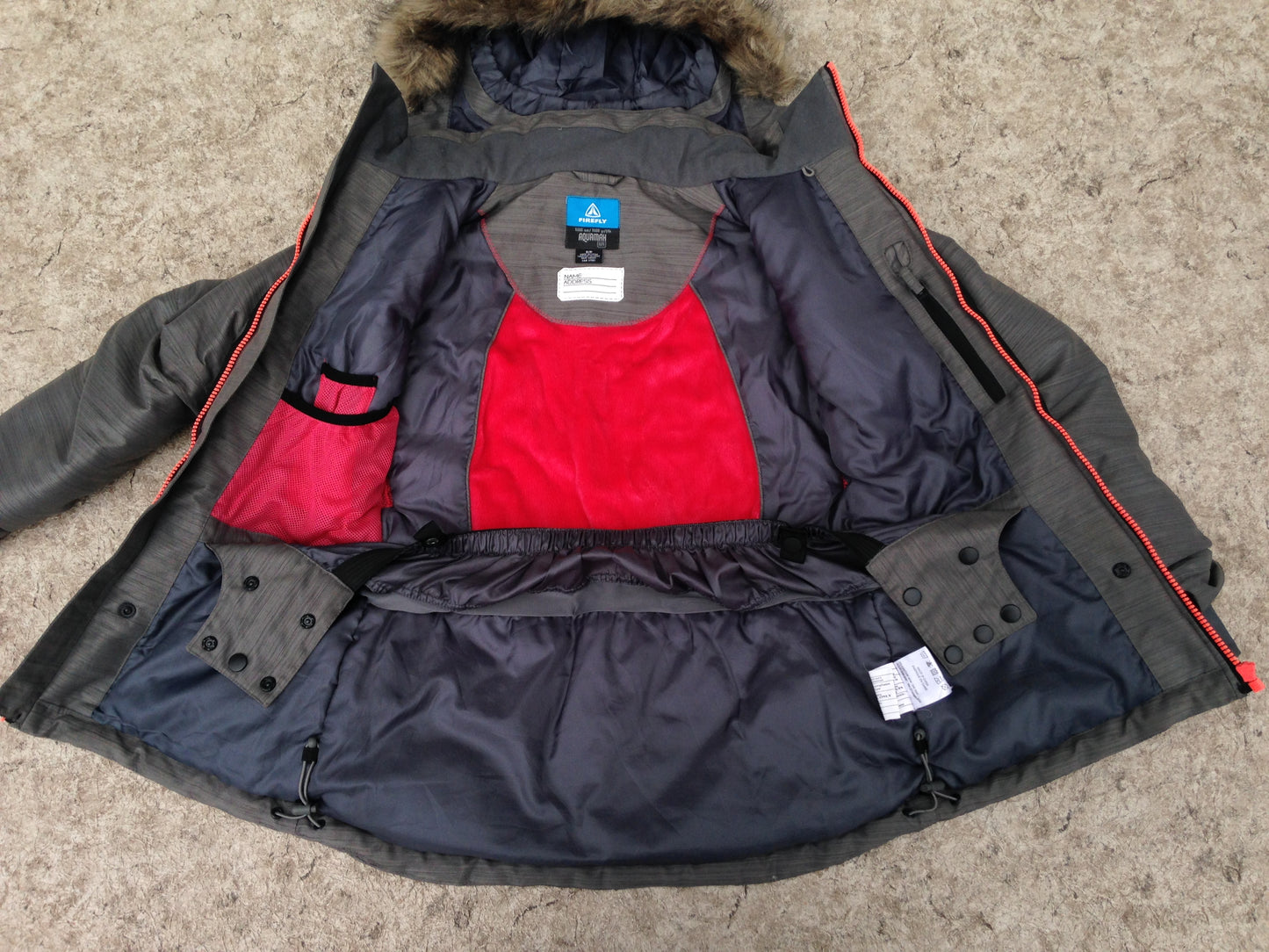 Winter Coat Ladies Size Small Firefly Aquamax Grey Coral Faux Fur With Snow Belt New Demo Model